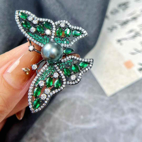 Exquisite Butterfly Brooch Tahitian Pearl - House Of Pearls